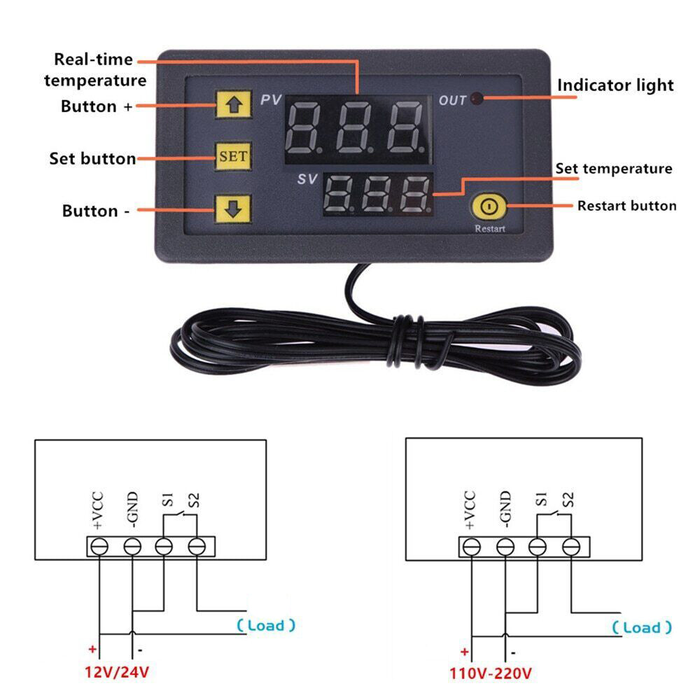 W3230 12V/24V 20A LCD Digital Thermostat Temperature Controller Meter Regulator