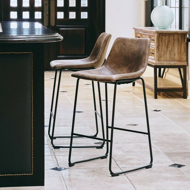 Picket House Furnishings Collins Bar Stool, Brown, Set of 2