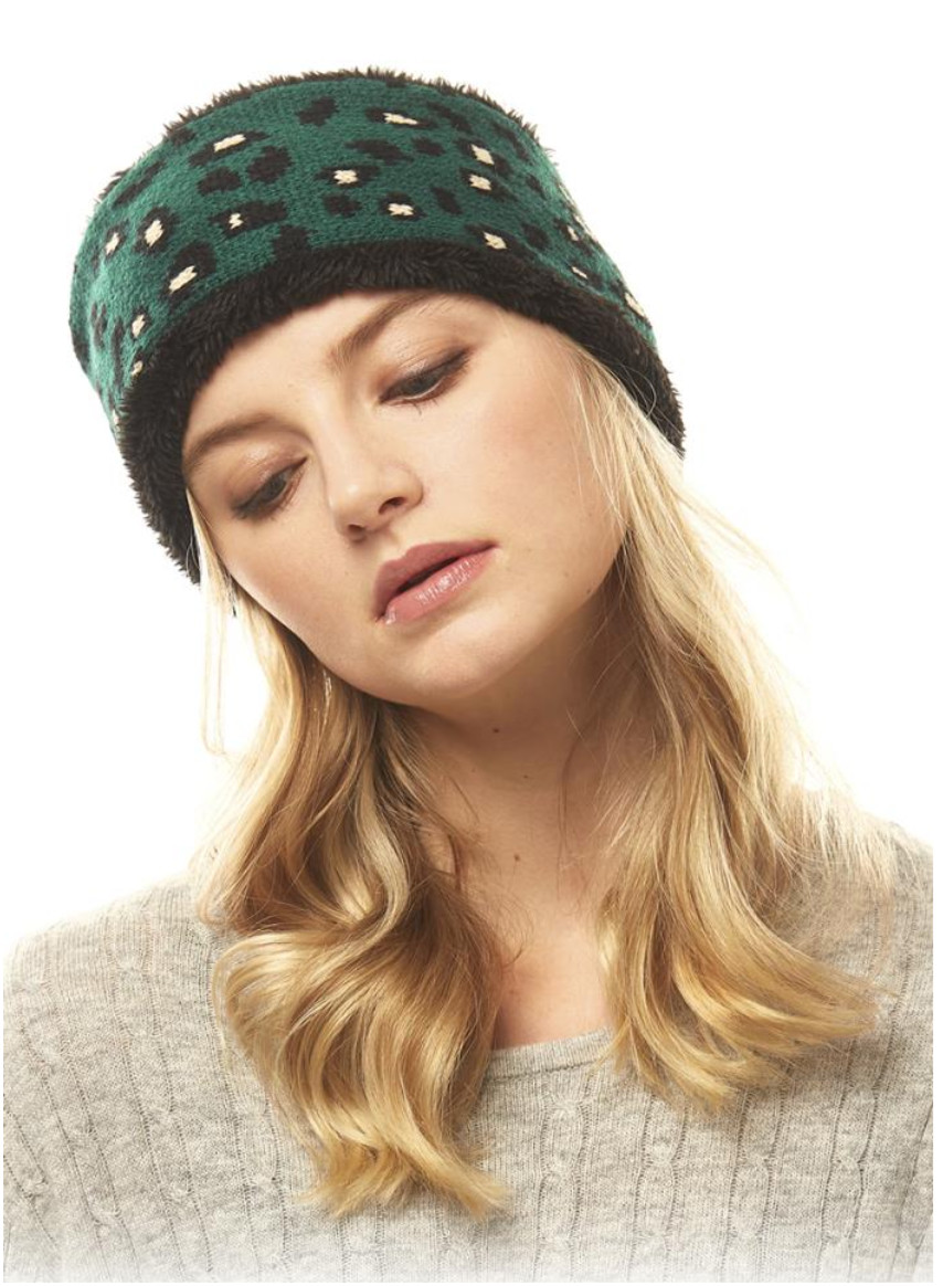 Cold Weather Headband Snow Gear Faux Fur Knitted Hair Band Black Green Ivory