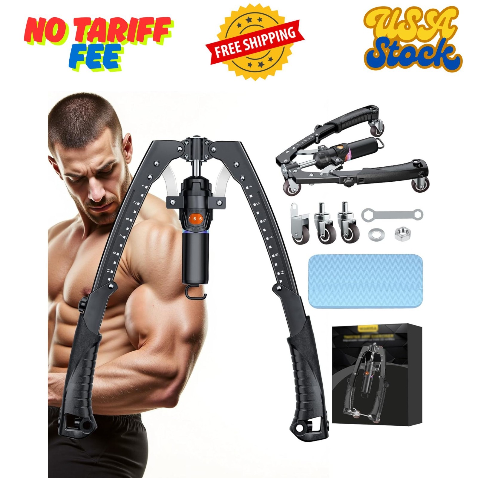 Twister Arm Trainer, 3 in 1 Hydraulic Power Chest Workout Equipment with Ab R...