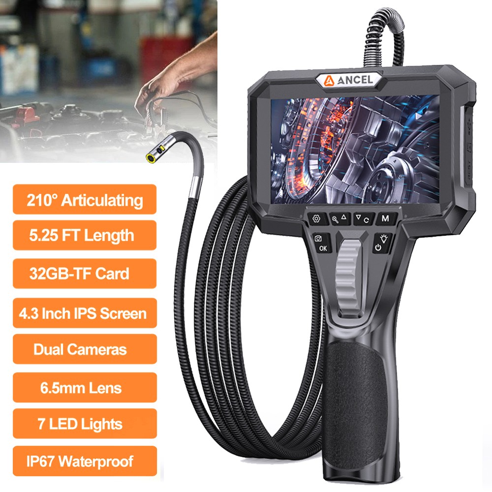 ANCEL AN302 Dual Lens Borescope 210 Articulation Two Way Viewing Endoscope