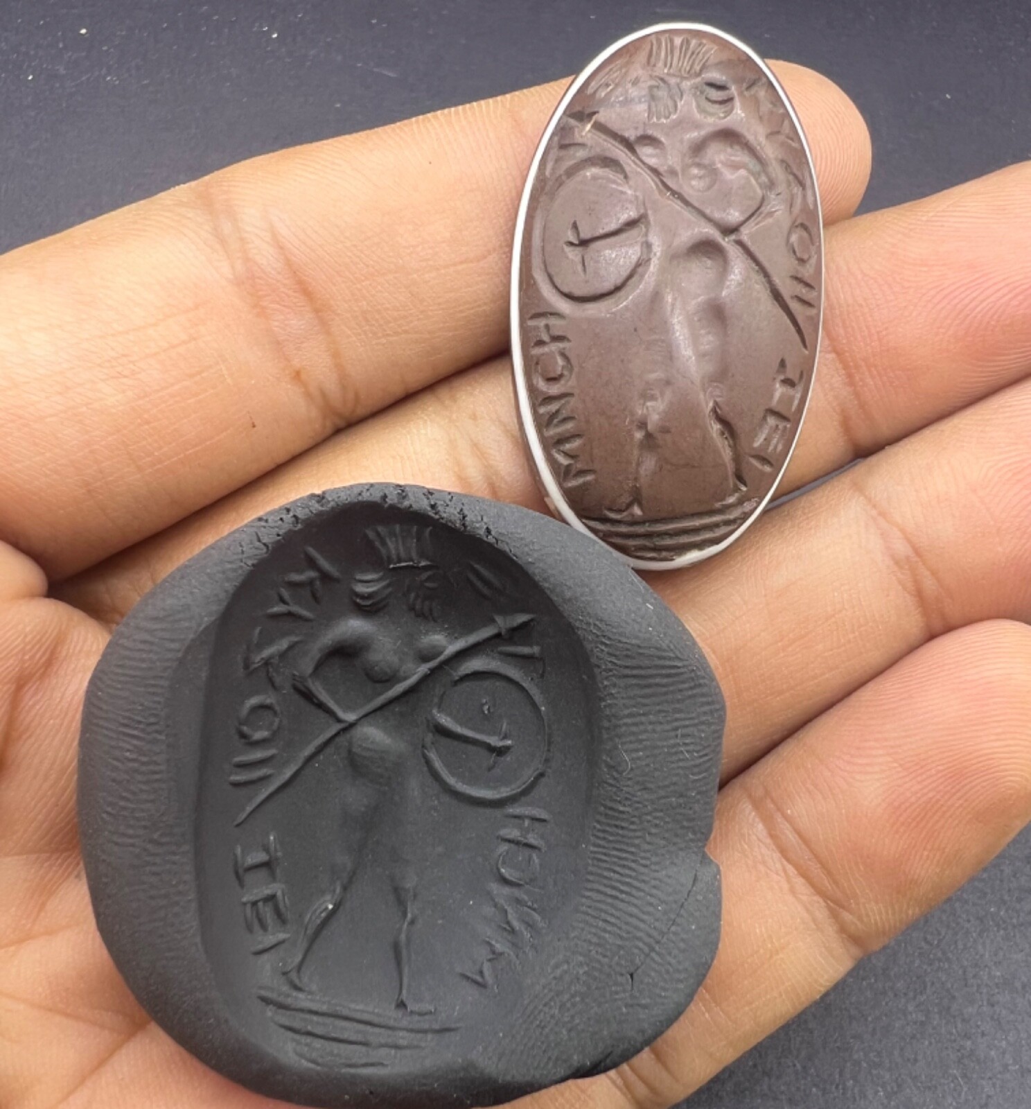 Rare Beautiful Old Roman Greek Intaglio King Historical Story Jasper Stone Seal