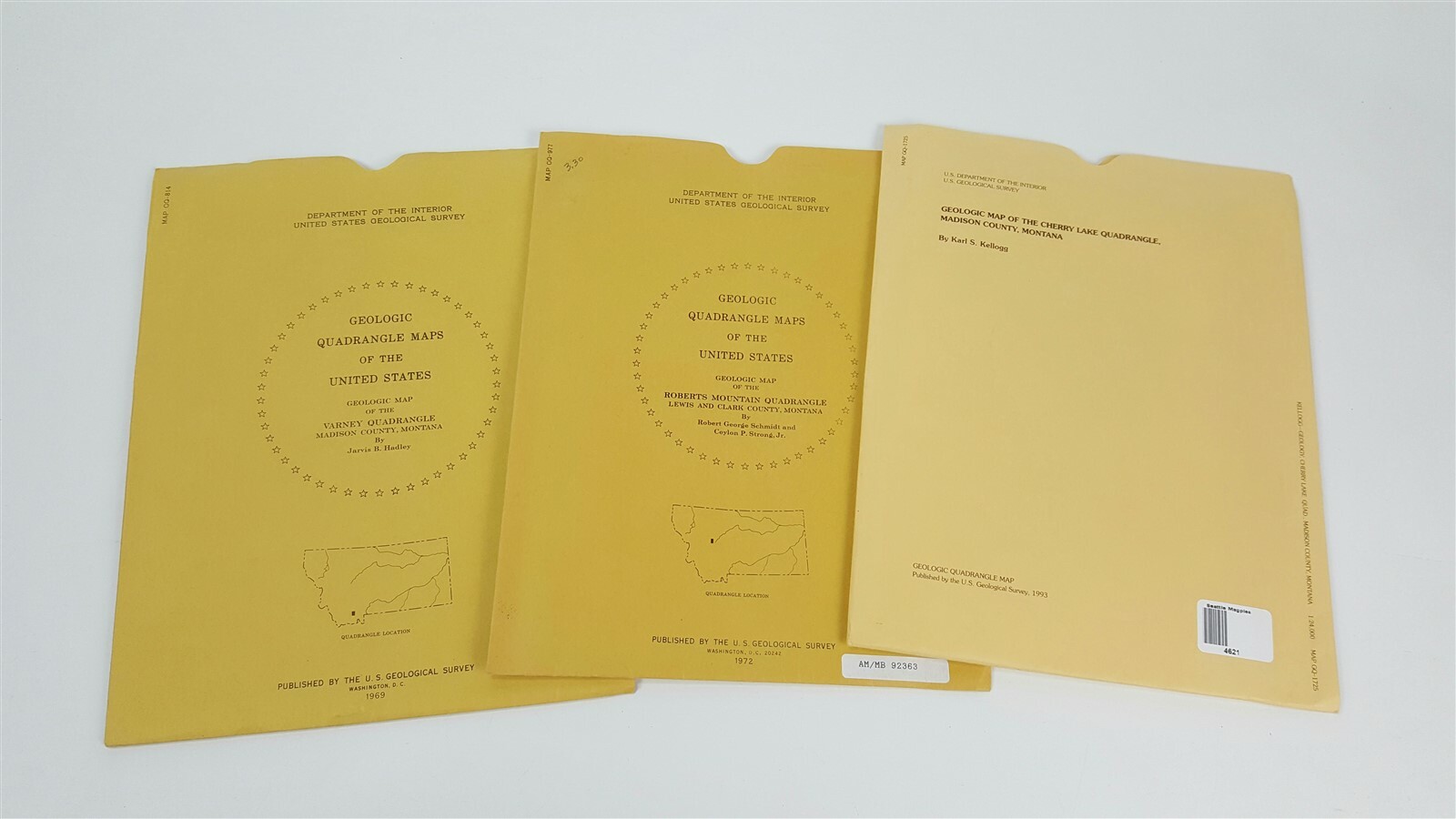 3 USGS Geologic Quadrangle maps - Montana GQ-1725 GQ-977 GQ-814