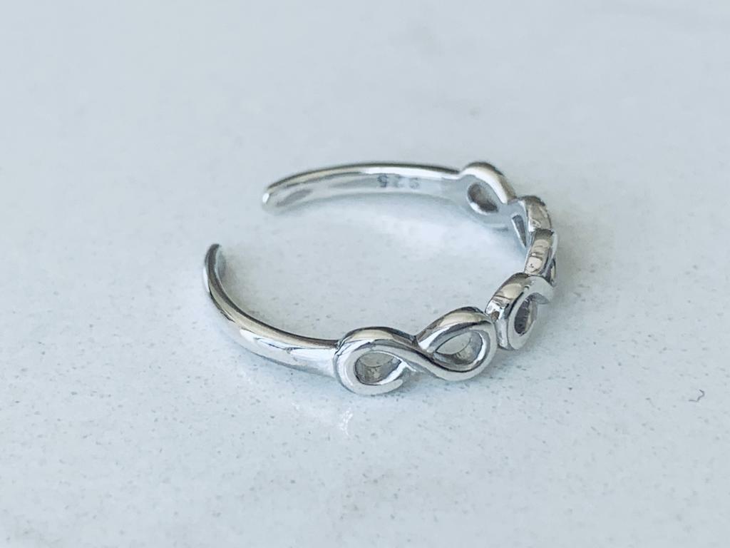 Genuine 925 Sterling Silver Toe Ring Adjustable Infinity Karma Braided