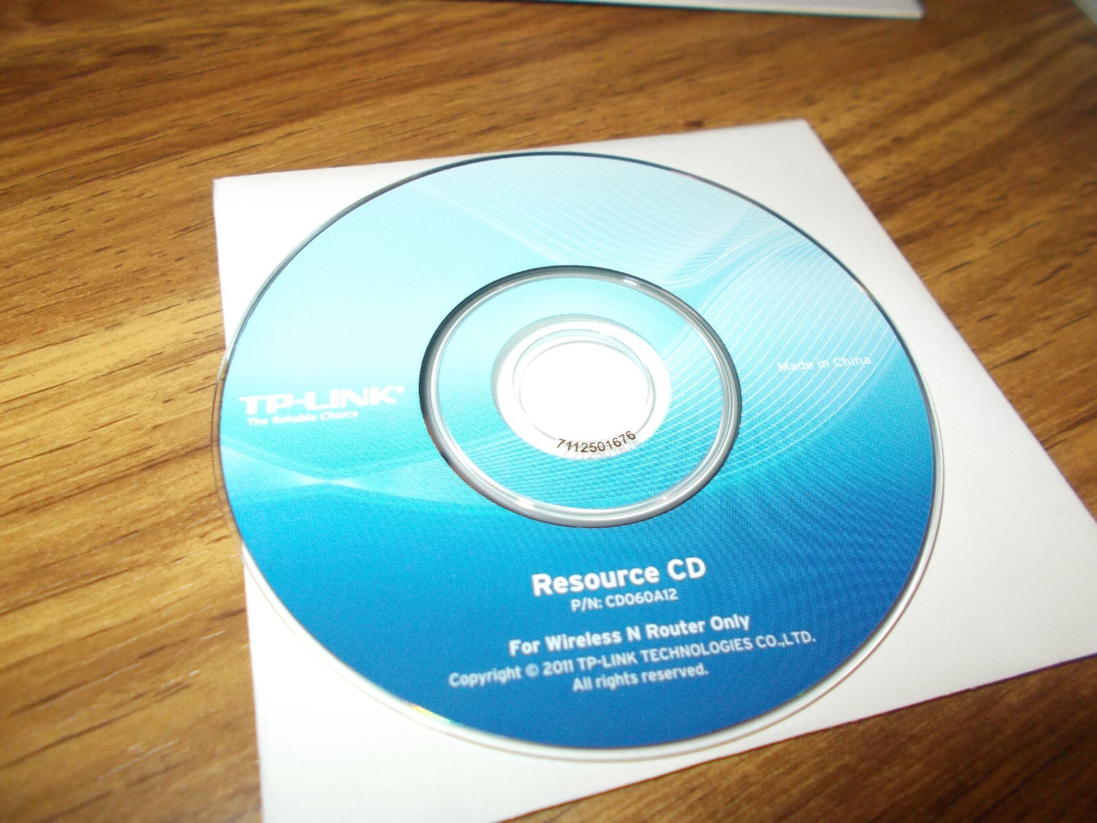 TP - LINK RESOURCE CD - #CD060A12 FOR WIRELESS N ROUTER ONLY + QUICK INST. GUIDE