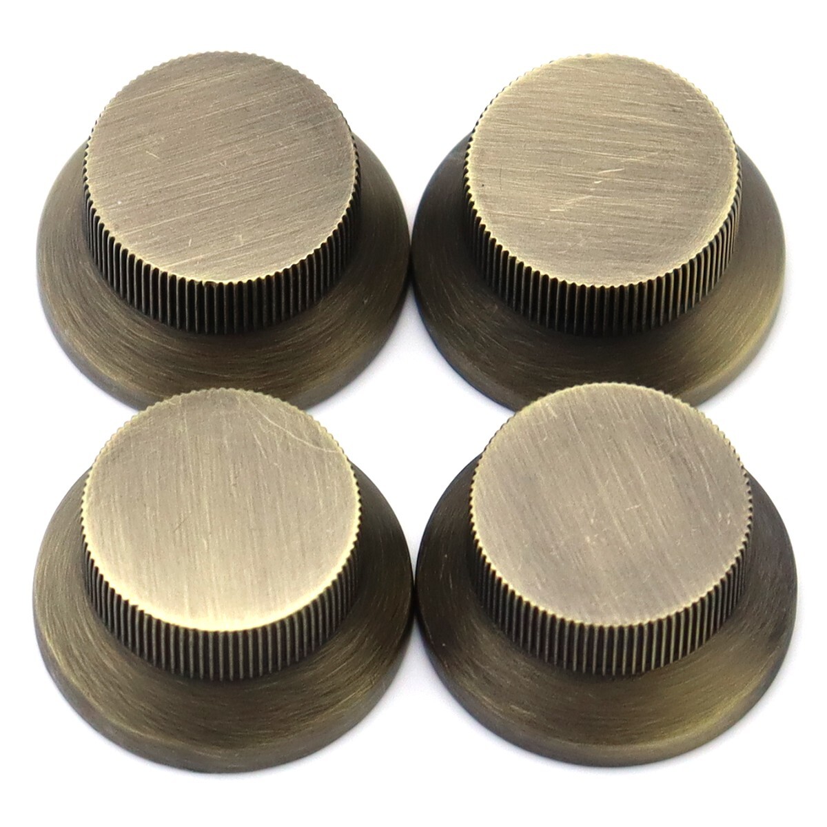 4x Bronze Metal Solid Guitar Knobs Flat Top Hat Volume Amplifier Audio Control