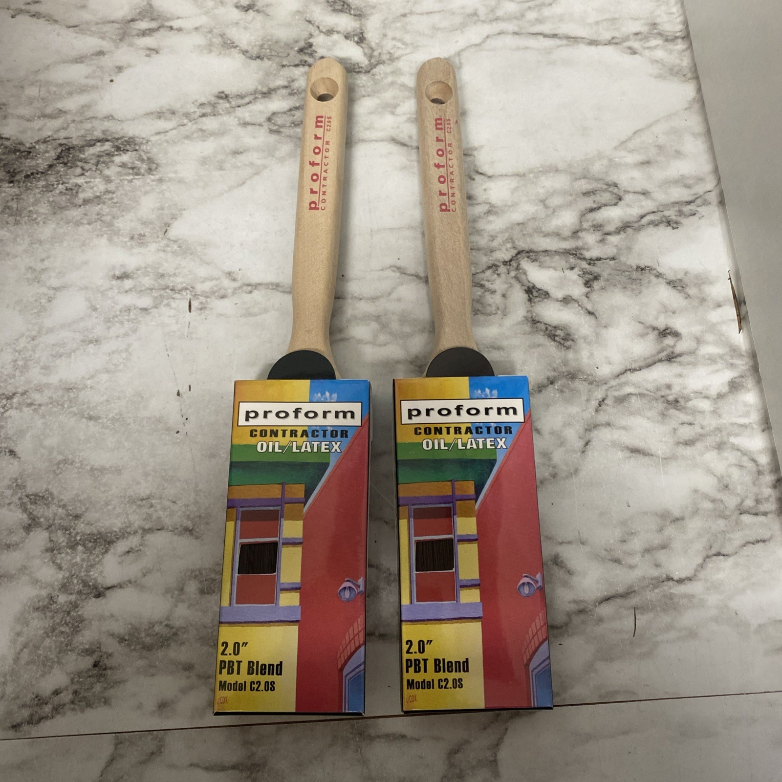 Set Of 2, Proform Contractor  2.0" Latex/ Oil Paint Brush, Straight