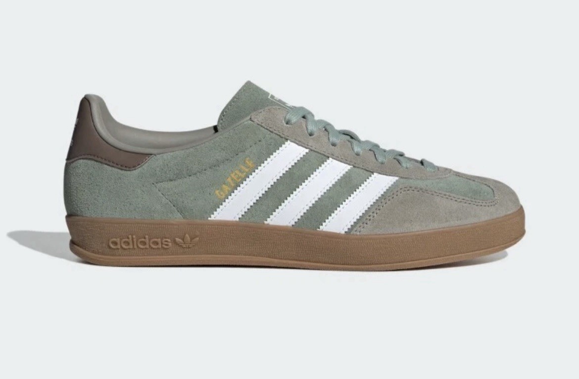 adidas Gazelle Indoor Silver Pebble Green Suede Brown Gum Men's Sizes JI3526 New