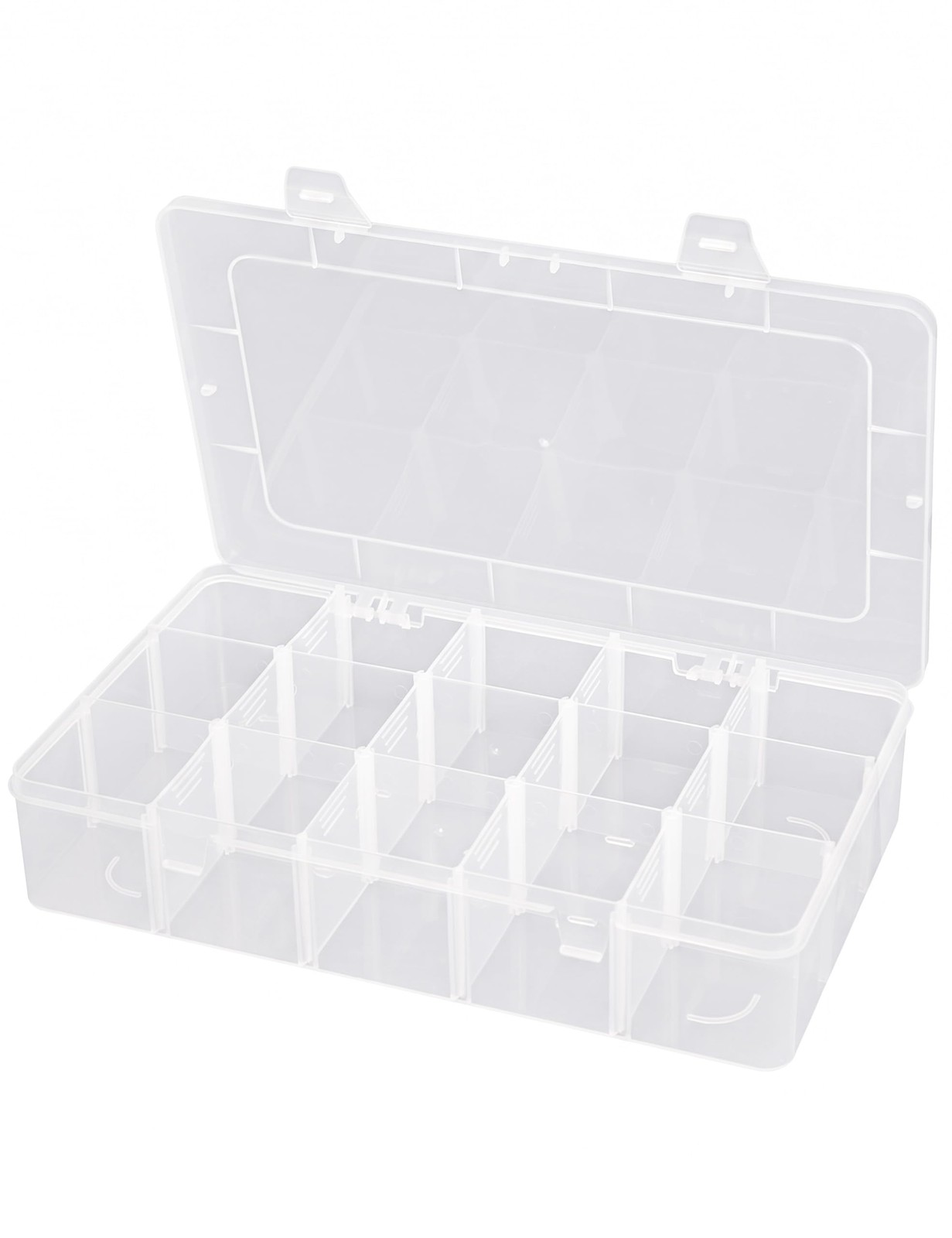 Hlotmeky Plastic Organizer Box with 10.8 x 6.3 x 2.2 inches, 15 Large Grids