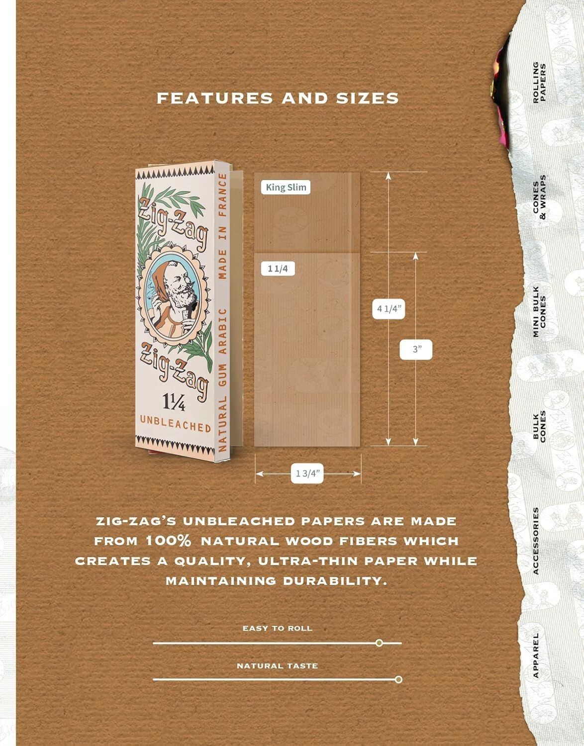 ZIG-ZAG Rolling Papers 1¼ Unbleached - Vintage [Limited Edition] (24-Pack)