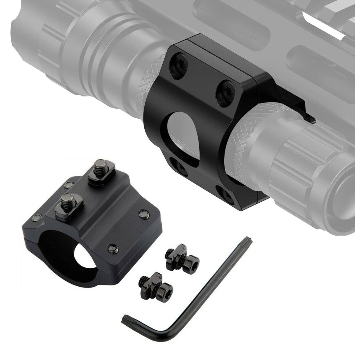 Tactical MLOK Offset Light Mount 1" Ring Mount for M-LOK Rail Flashlight Scope