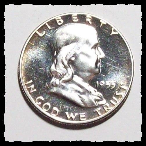 1955 FRANKLIN HALF DOLLAR Great Mirrored Fields GEM PROOF #6D68 .9 SILVER