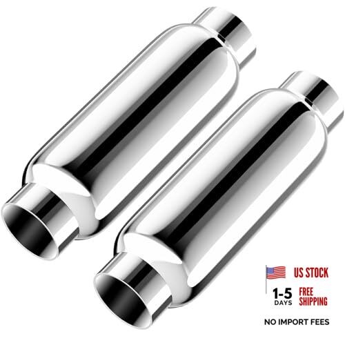 2.5" Inlet/Outlet Exhaust Mufflers,12'' Overall Length, 2.5 2.5IN 2PCS