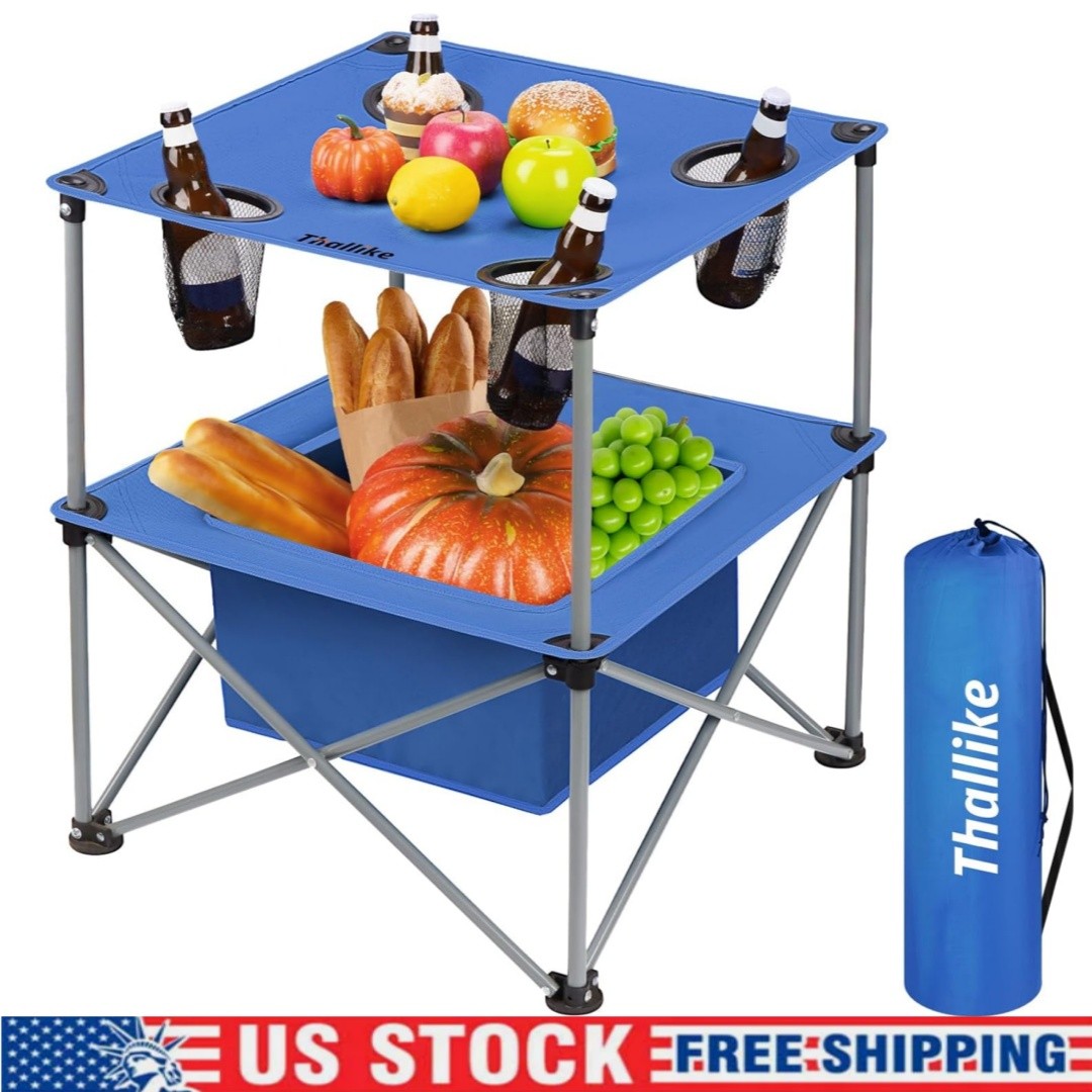 Folding Camping Table, Portable Outdoor Picnic Table, Rectangular Lightweight