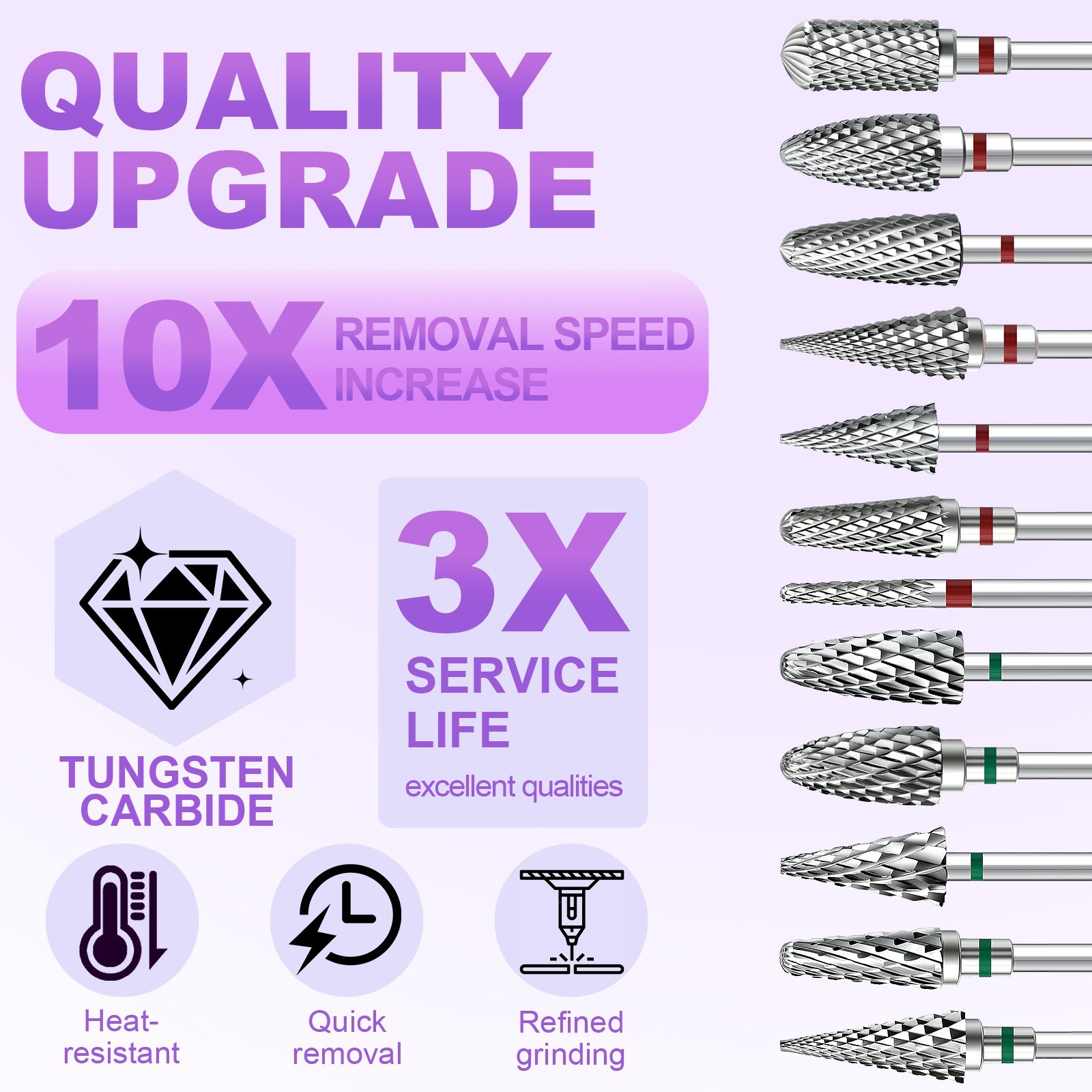 Nail Drill Bit 3/32"Tungsten Steel Cuticle Efile Carbide Remover for Nail Tool