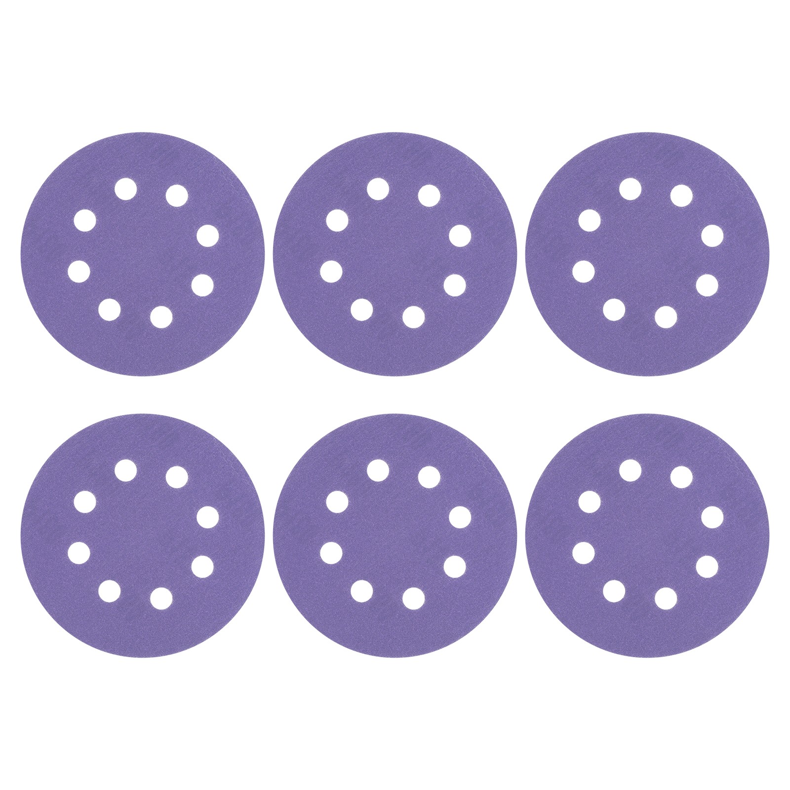 10 Pcs 5 Inch Sanding Disc 8 Hole 180 Grit Hook and Loop Sandpaper, Purple