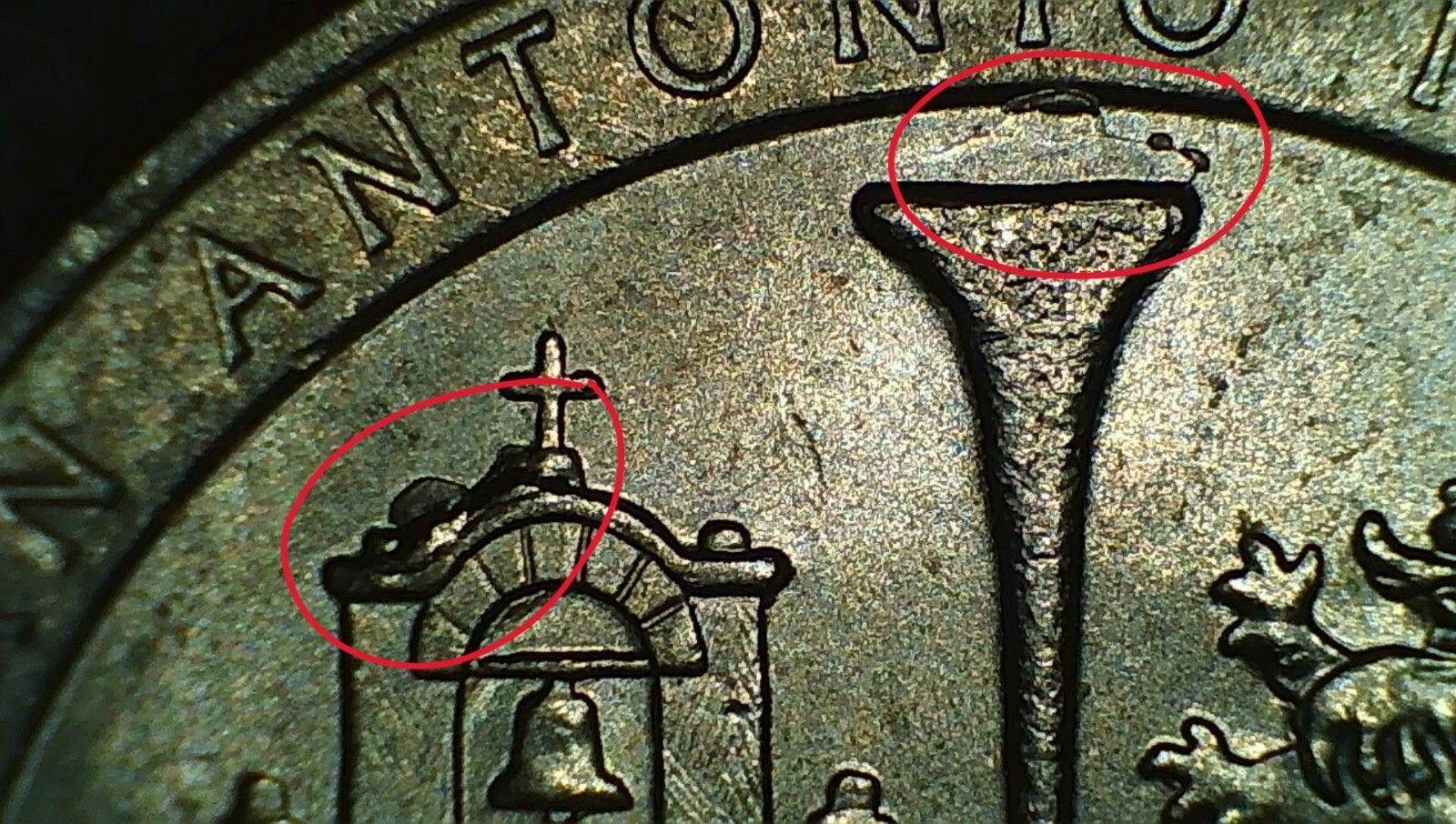 2019 San Antonio Missions Quarter with Die Chips on Reverse