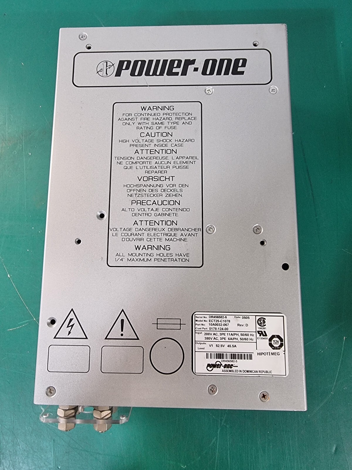 POWER-ONE DC POWER SUPPLIES ECT25-C1078 OUT PUT 52.5V 45.5A