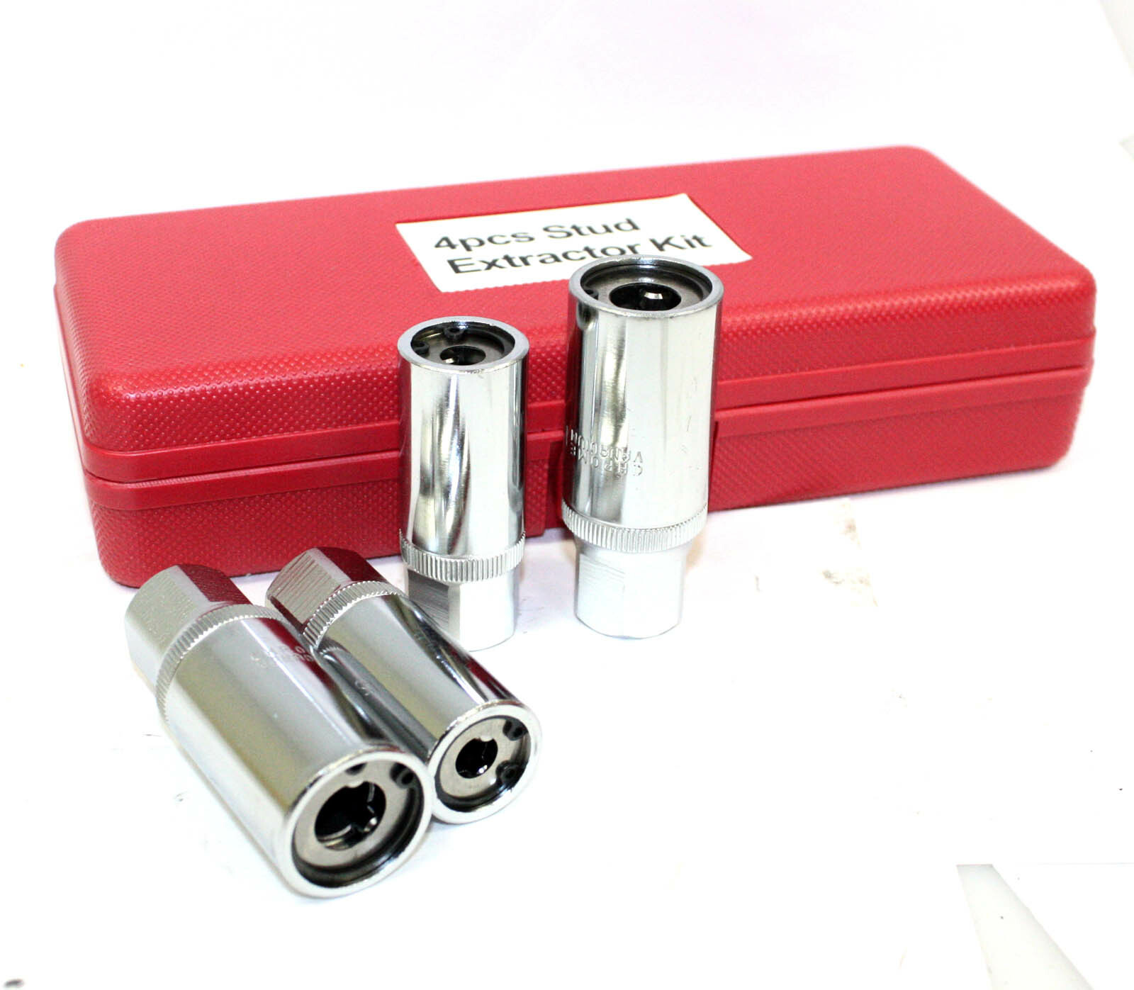 4pc Socket Stud Screw Extractor Remover Installer 6, 8,10,12mm w/Roller Bearing