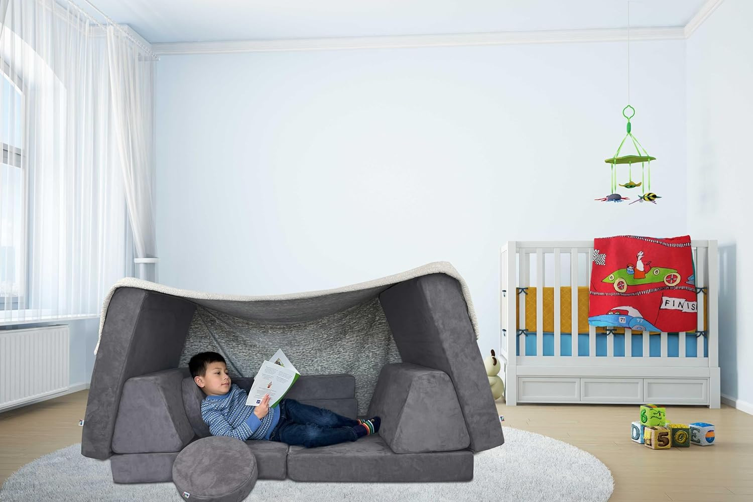 10 Piece Soft Modular Kids Play Couch for Boys and Girls ｜ Child Sectional Fort