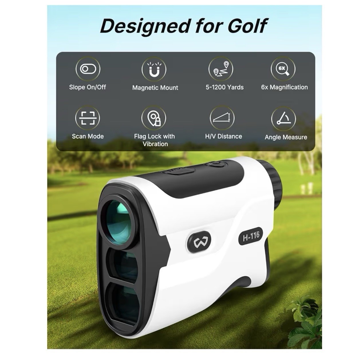 Golf Rangefinder Slope Switch 1200/1500 yards W/Magnetic Mount