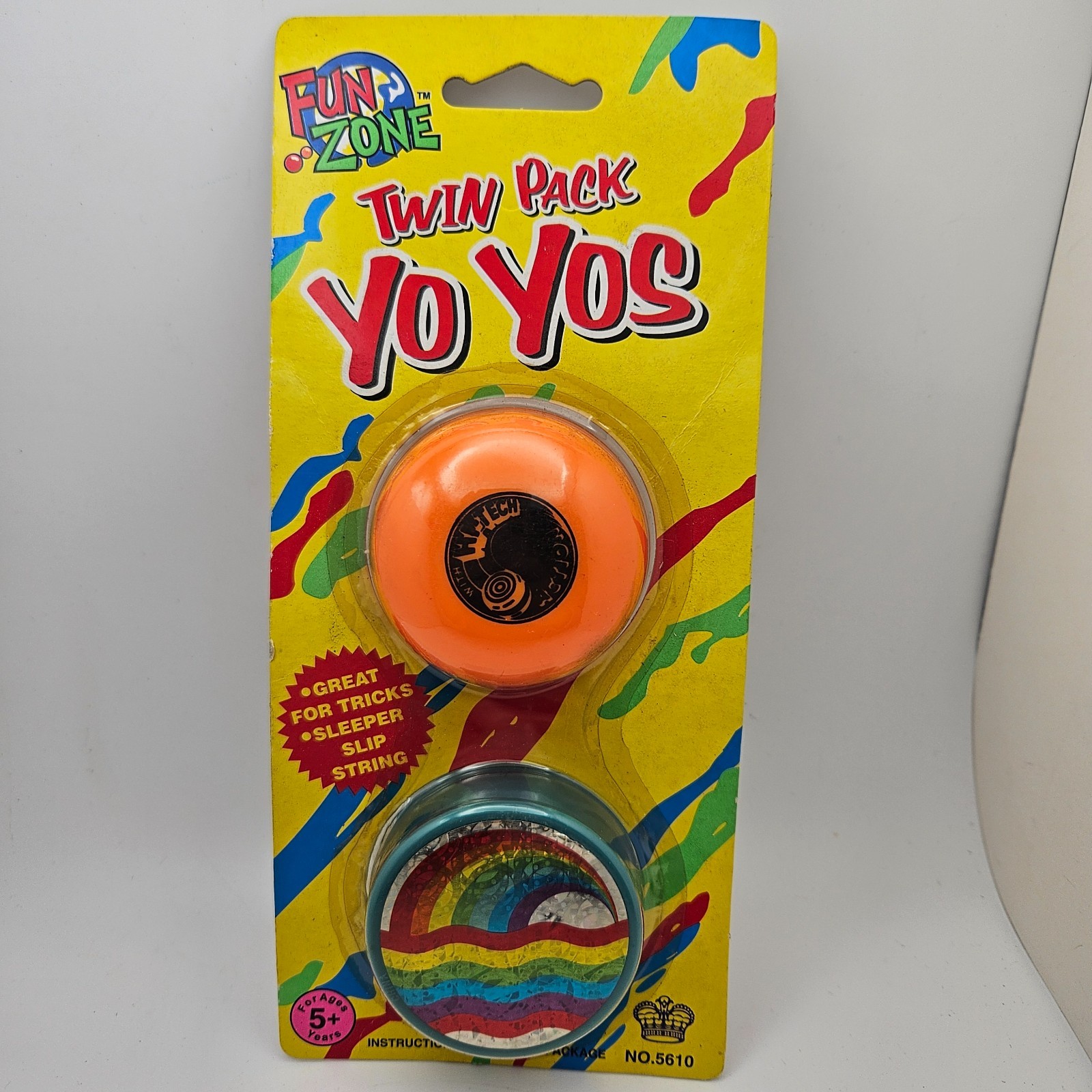 Vintage Fun Zone Twin Pack Yo-Yos No 5610 Sealed Imperial Toy Rainbow YoYo NOS