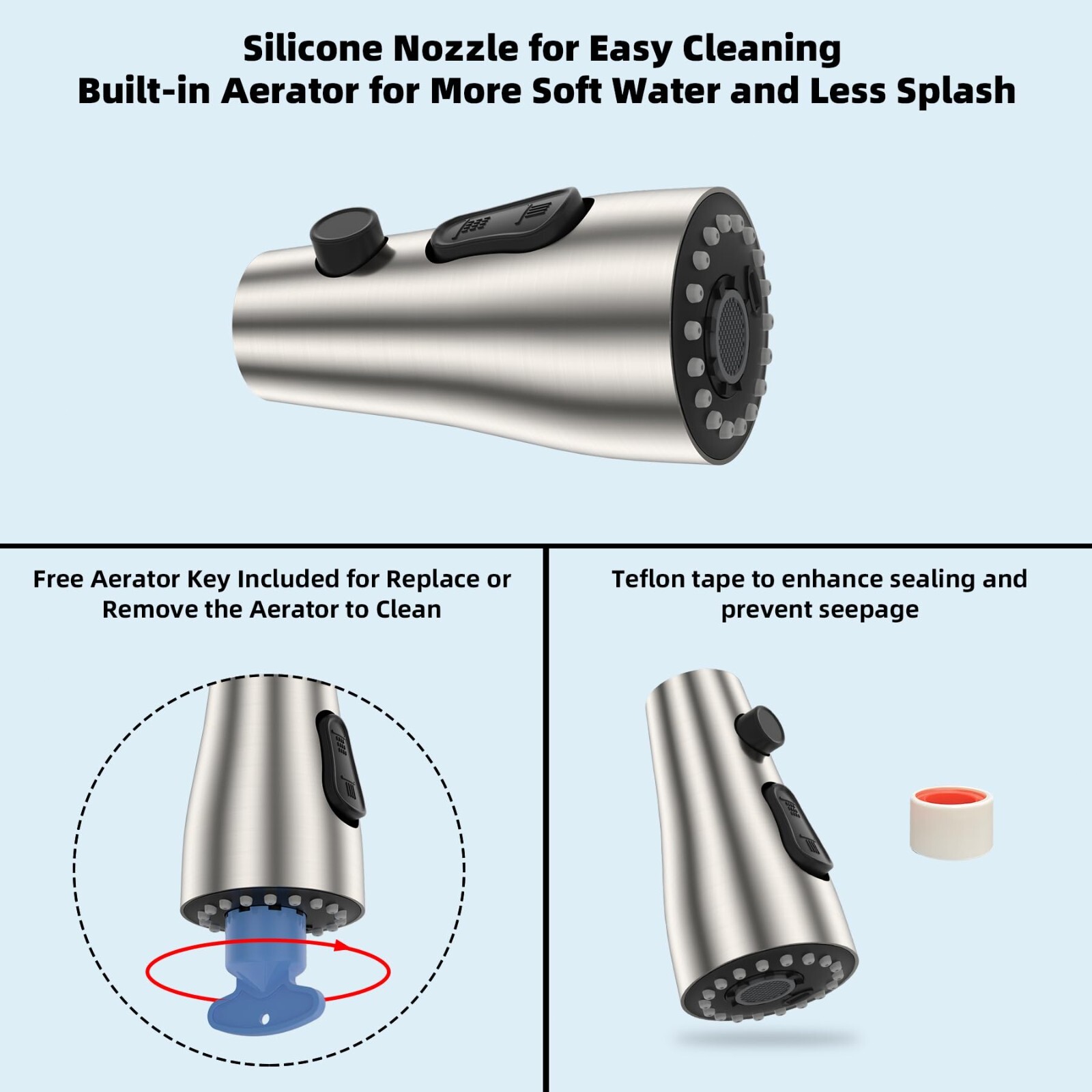 Metal Pull Down Kitchen Sink Faucet Head，Kitchen Faucet Head Replacement