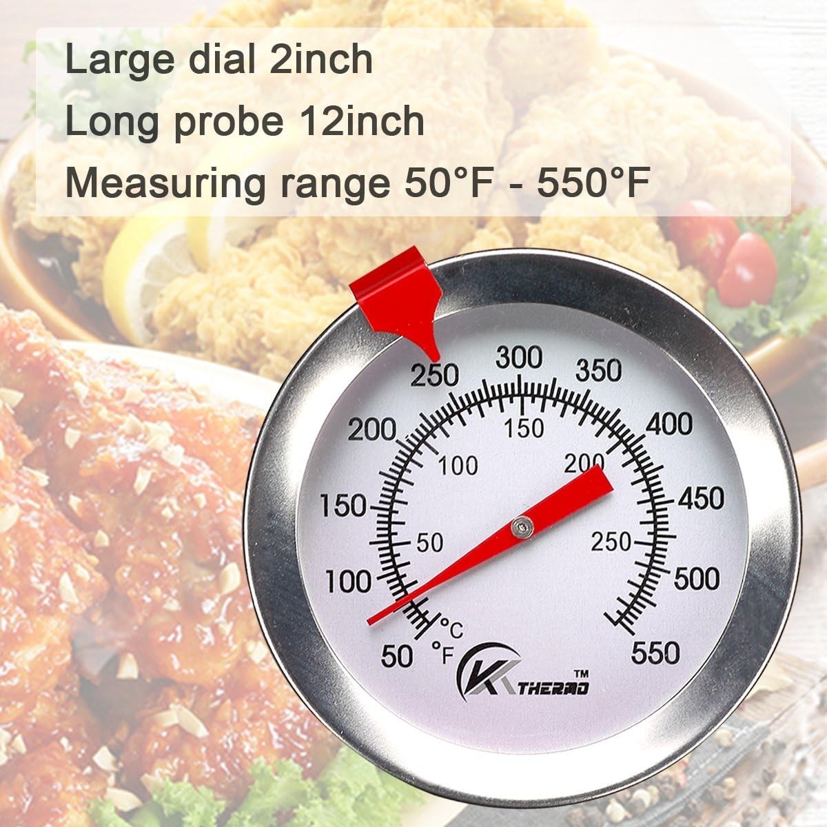 Candy/Deep Fry Thermometer with Instant Read,Dial Thermometer,2" Stainless St...