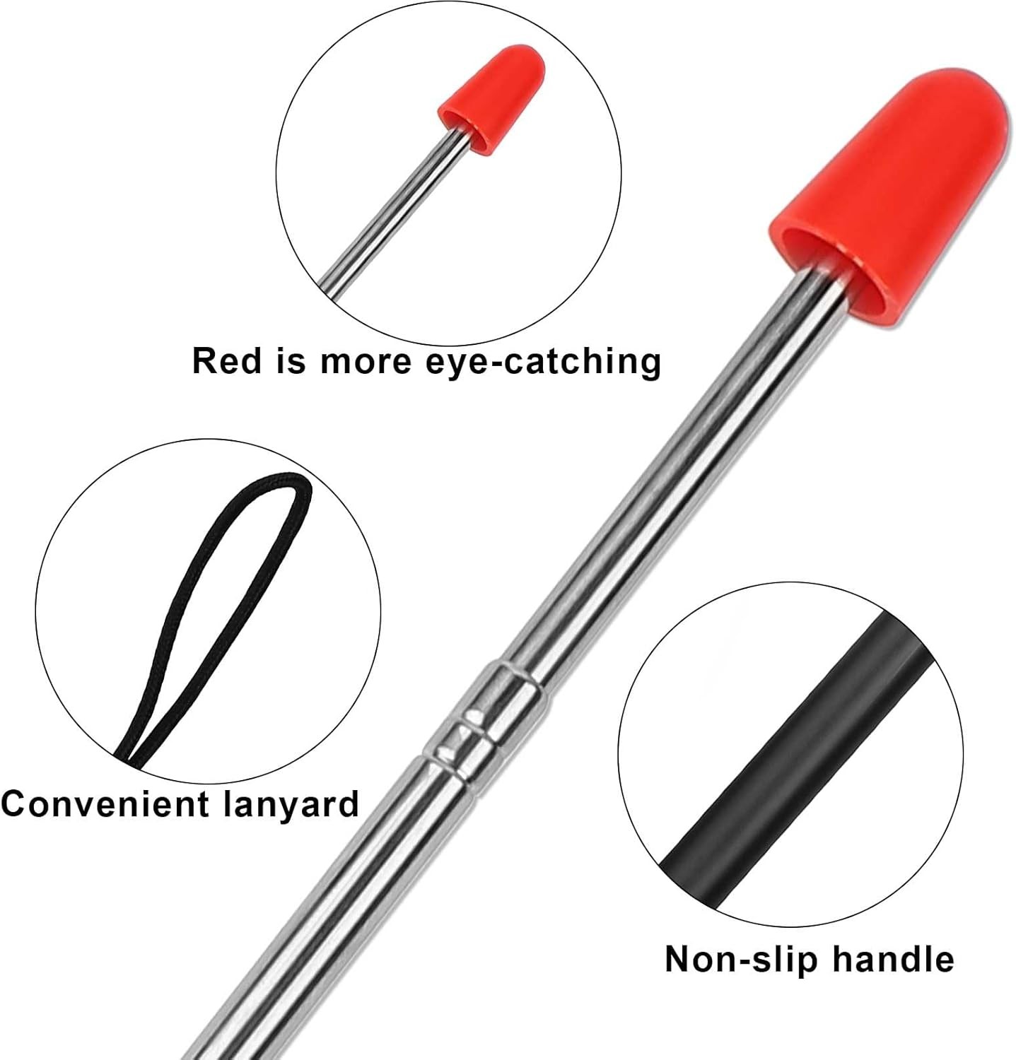 Telescopic Teachers Pointer Stick, 47.24in Retractable Teaching Pointer,...