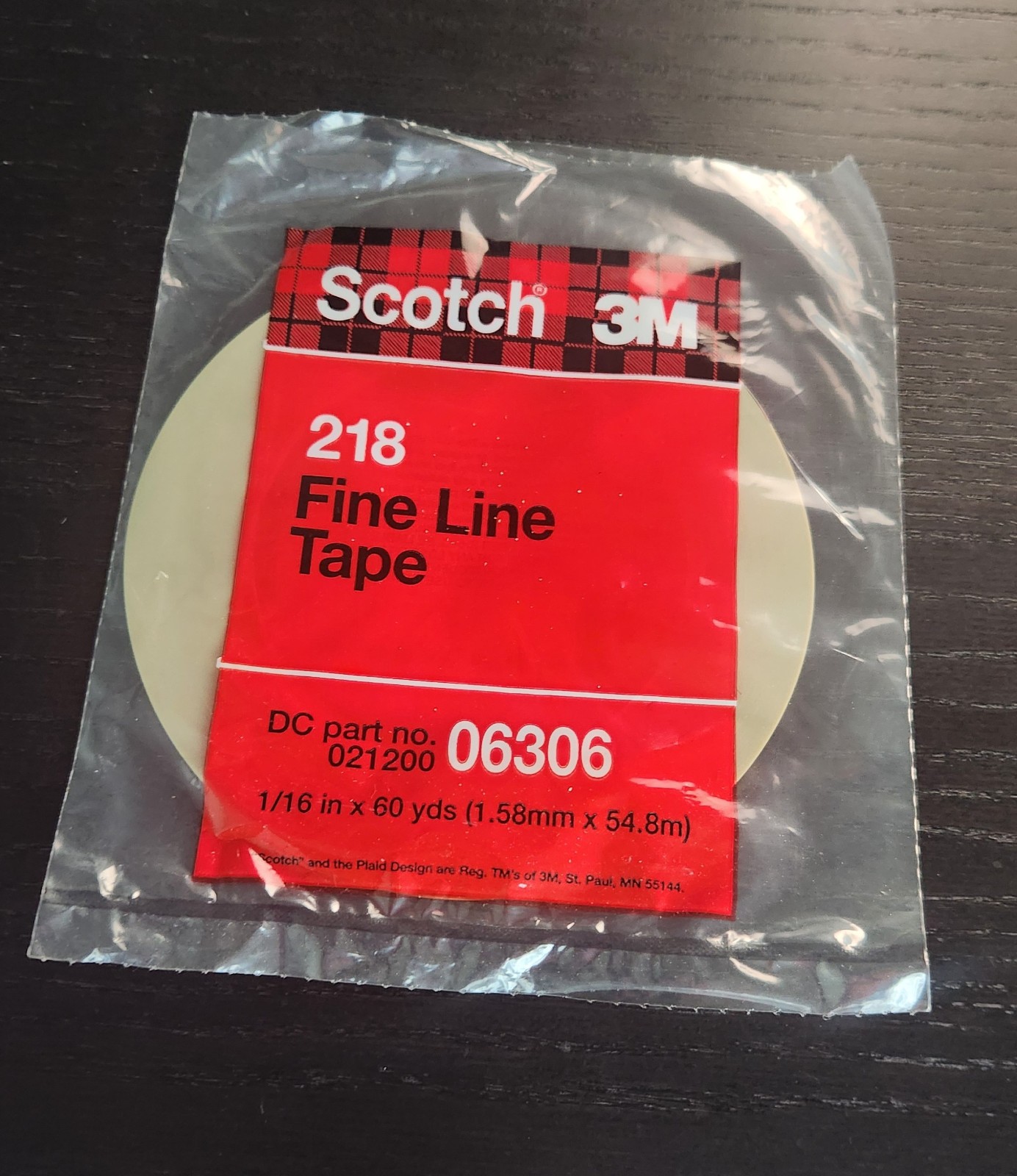 Scotch® 6306 Fine Line Tape 218 Green, 1/16 inch width (1.6 mm), 06306, 1 roll