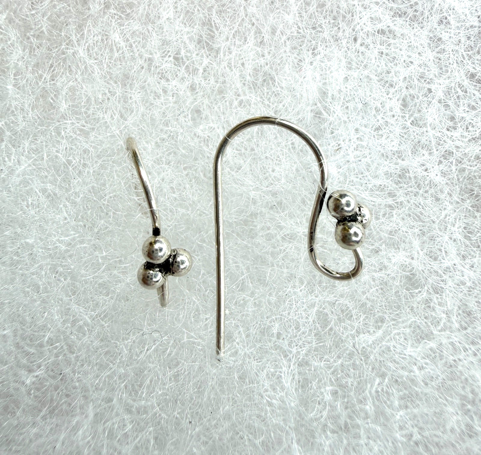 925 Sterling Silver Ear Wires 18 Gauge 3 Ball Accents. French Hook / Fish Hook