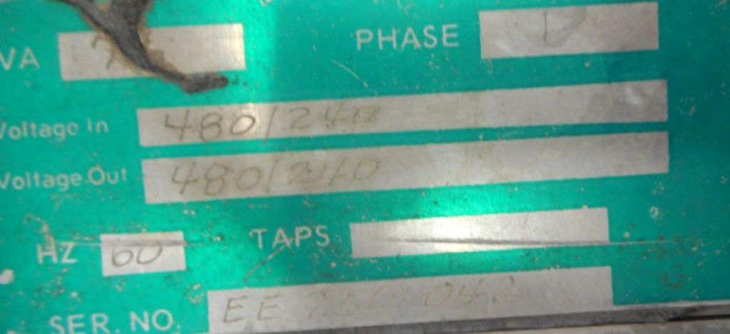 SINGLE PHASE TRANSFORMER, 60HZ, 240/480V
