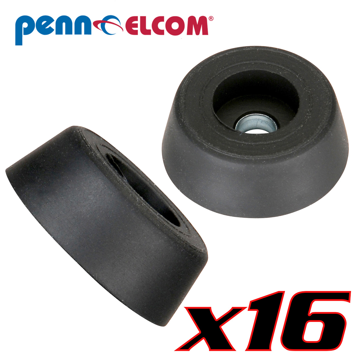 Sixteen Pack Penn Elcom 9120 Rubber Cabinet Foot 0.88" Dia x 0.31" H Heavy-duty