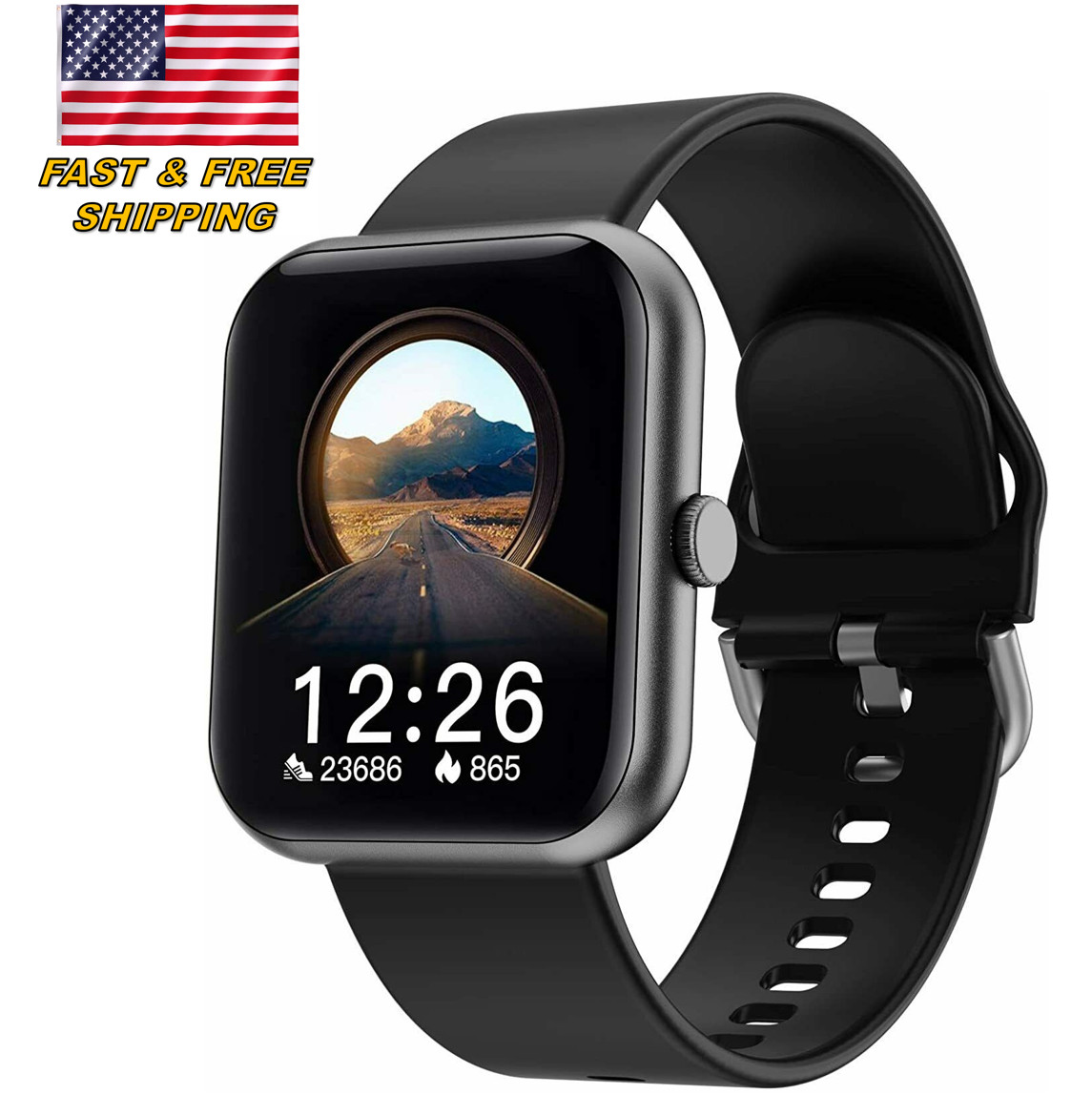 Ideapro I8 Smartwatch 1.7" Touch Screen Waterproof IP67 Fitness Tracker Black