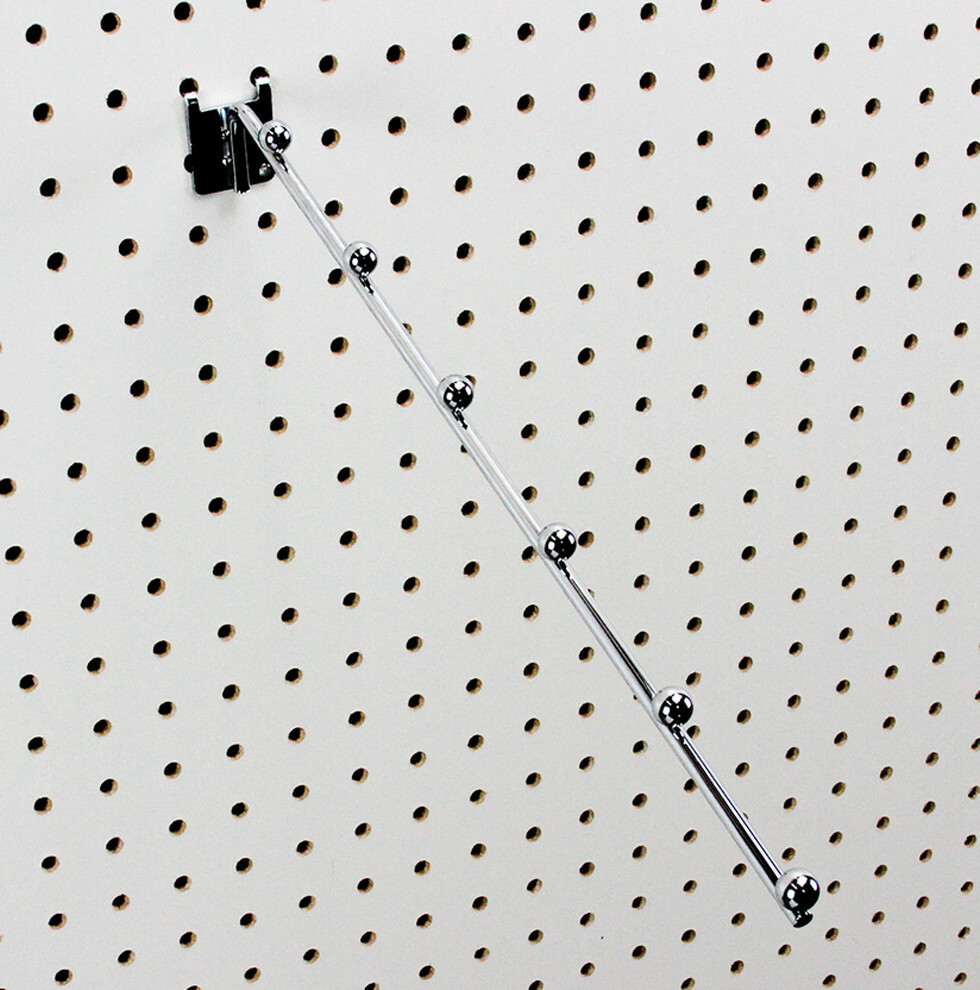 Chrome Pegboard 6 Ball 14" Long Waterfall Hanging Fixture Display