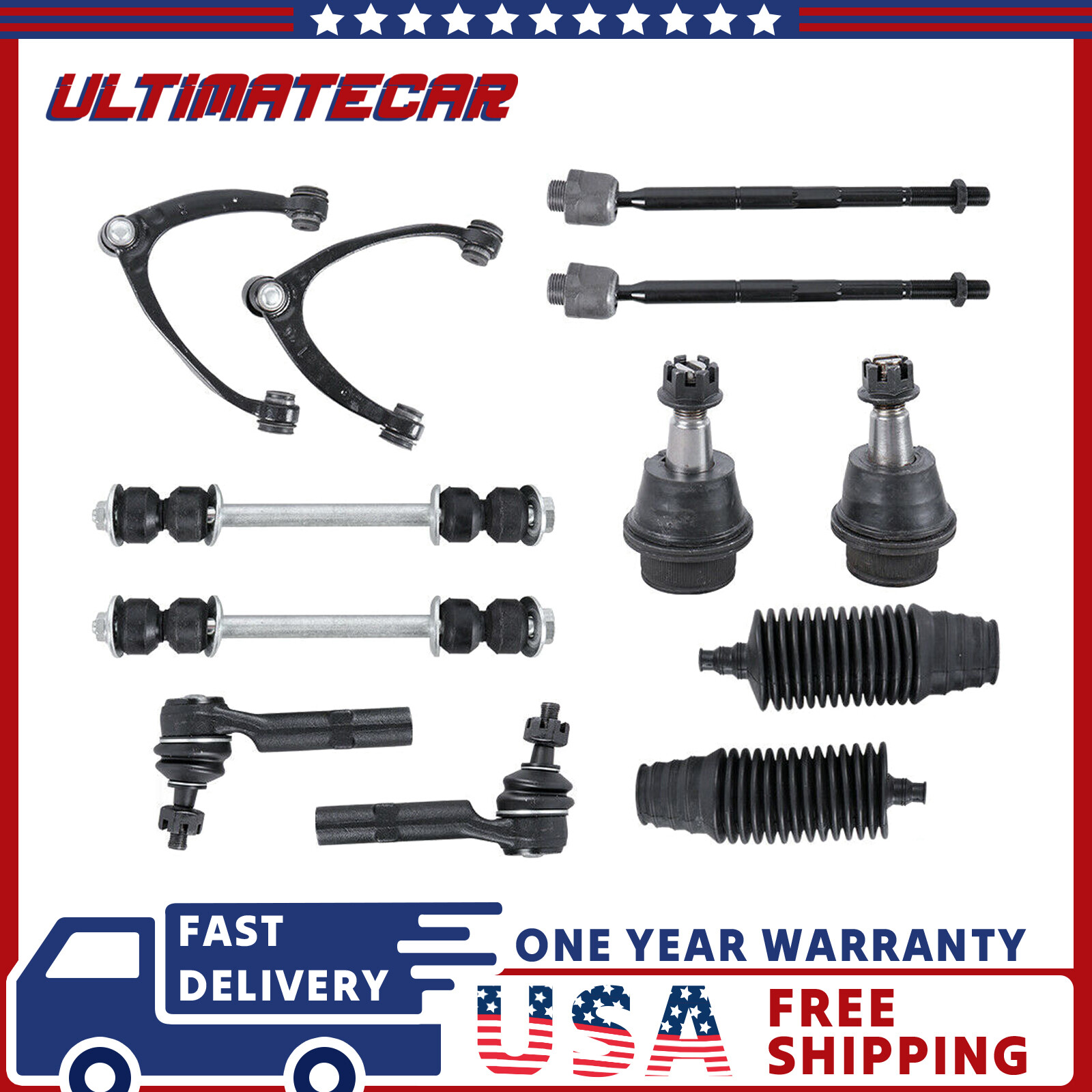Set 12 Front Upper Control Arm Ball Joint For Chevy Silverado GMC Sierra 1500