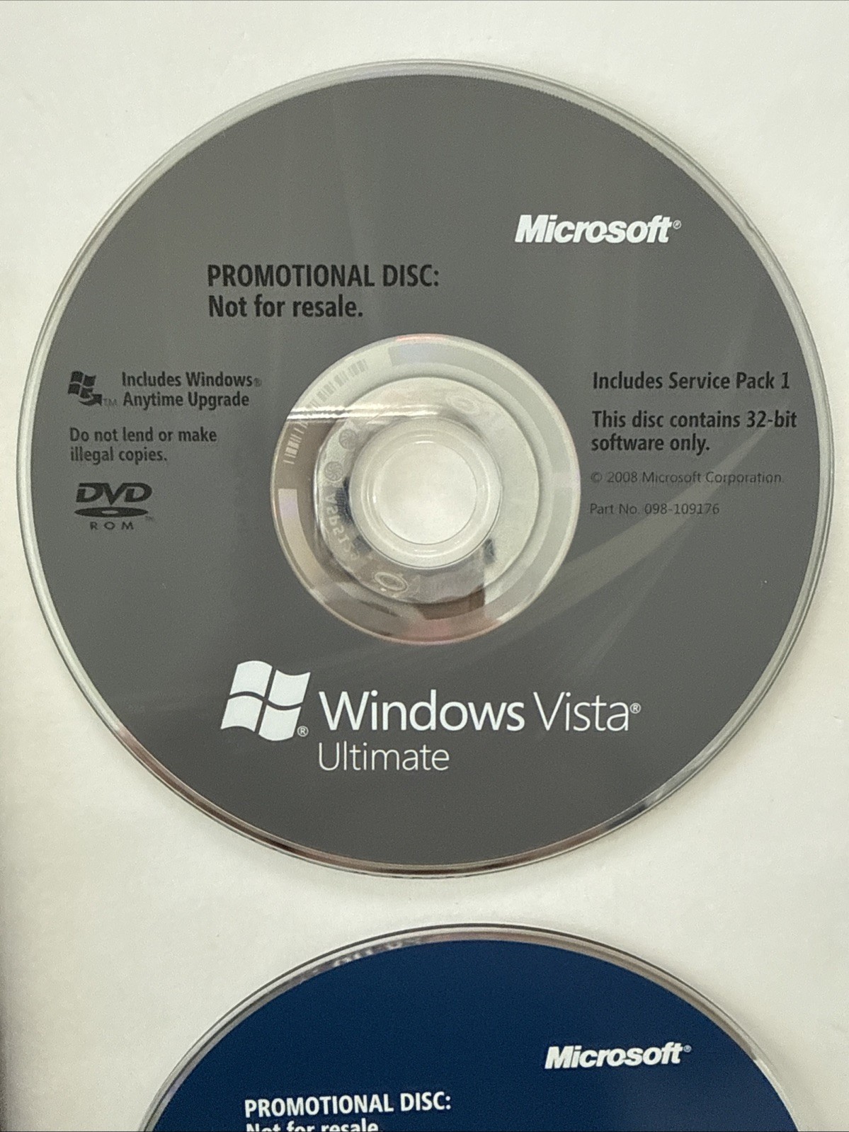 Microsoft Windows Vista Ultimate 32/64 bit Service Pack 1 COMPLETE w License Key