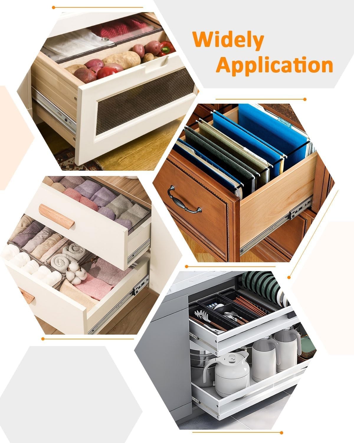 Soft Close Ball Bearing Drawer Slides, 22 Inch Length with 78LB Capacity 10 Pair
