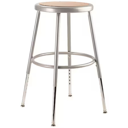 National Public Seating 6218H Round Stool, Height Range 19" To 27", Masonite