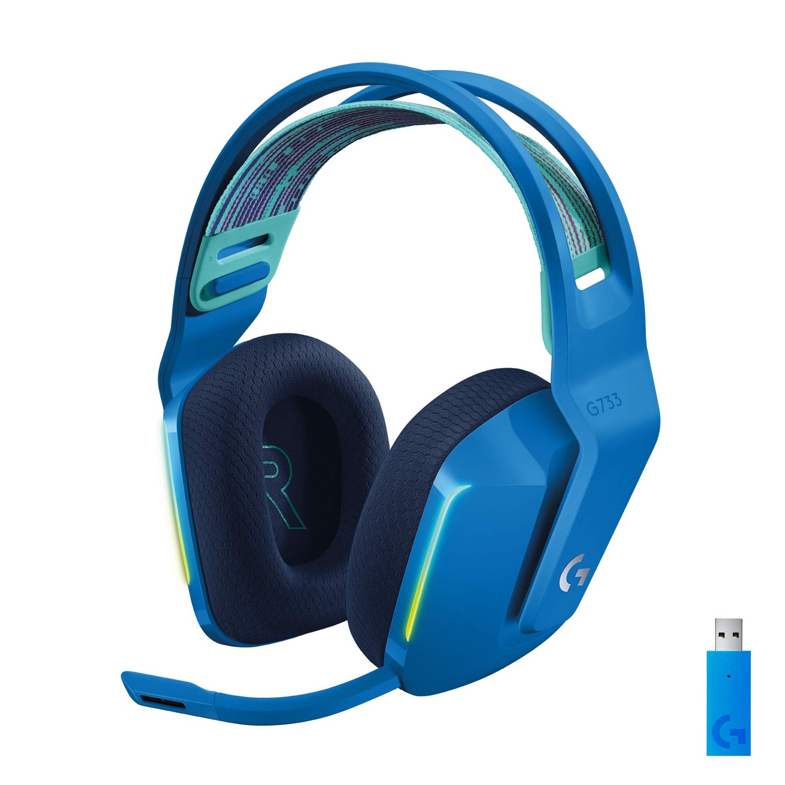 Logitech G733 Wireless Lightspeed Gaming Headset Over Ear Microphone Blue