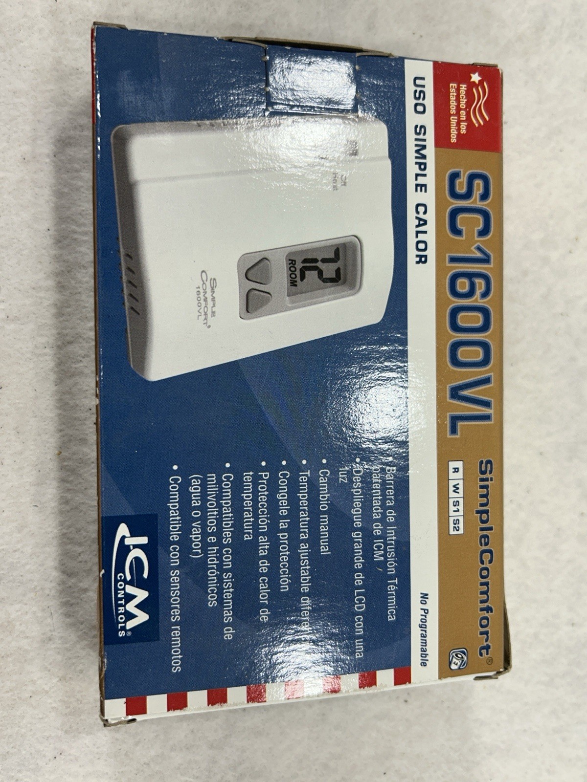 ICM Controls SC1600VL Heat Only Non-Programmable Thermostat 1 Stage Battery New