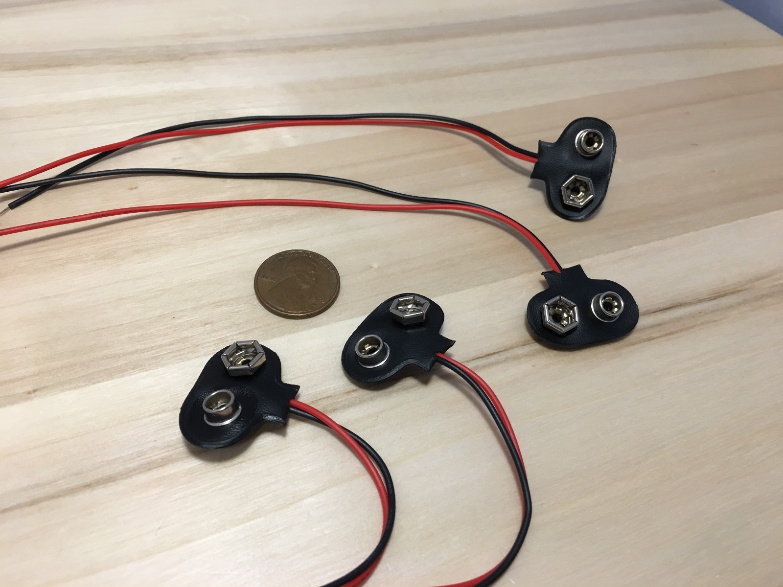 4 Pieces - 9V Battery Holder Clip Connector Snap Hard Shell 6" Leads Wire A2