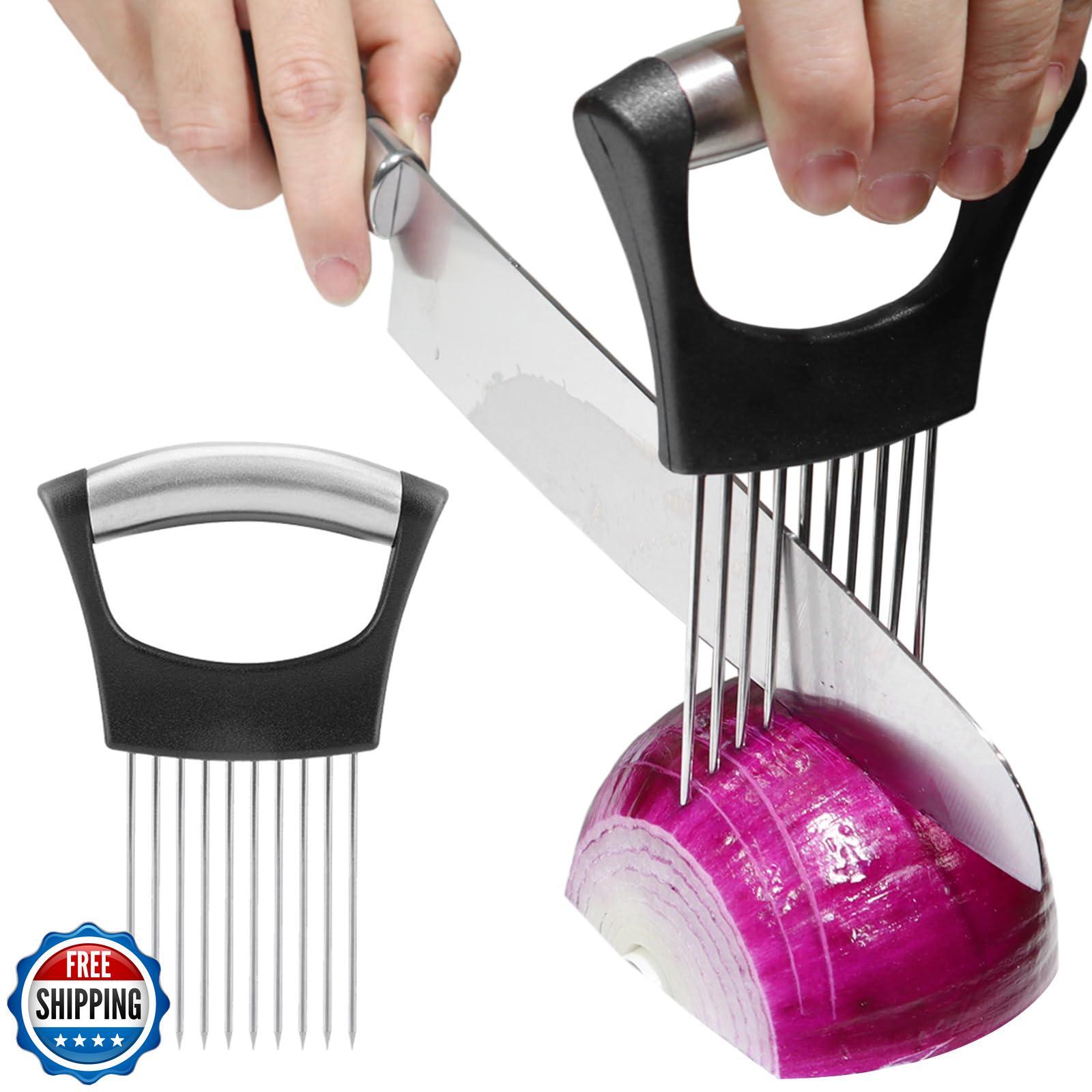 JAYVAR Onion Holder for Slicing, Onion Cutter Vegetable Chopper, Stainless St
