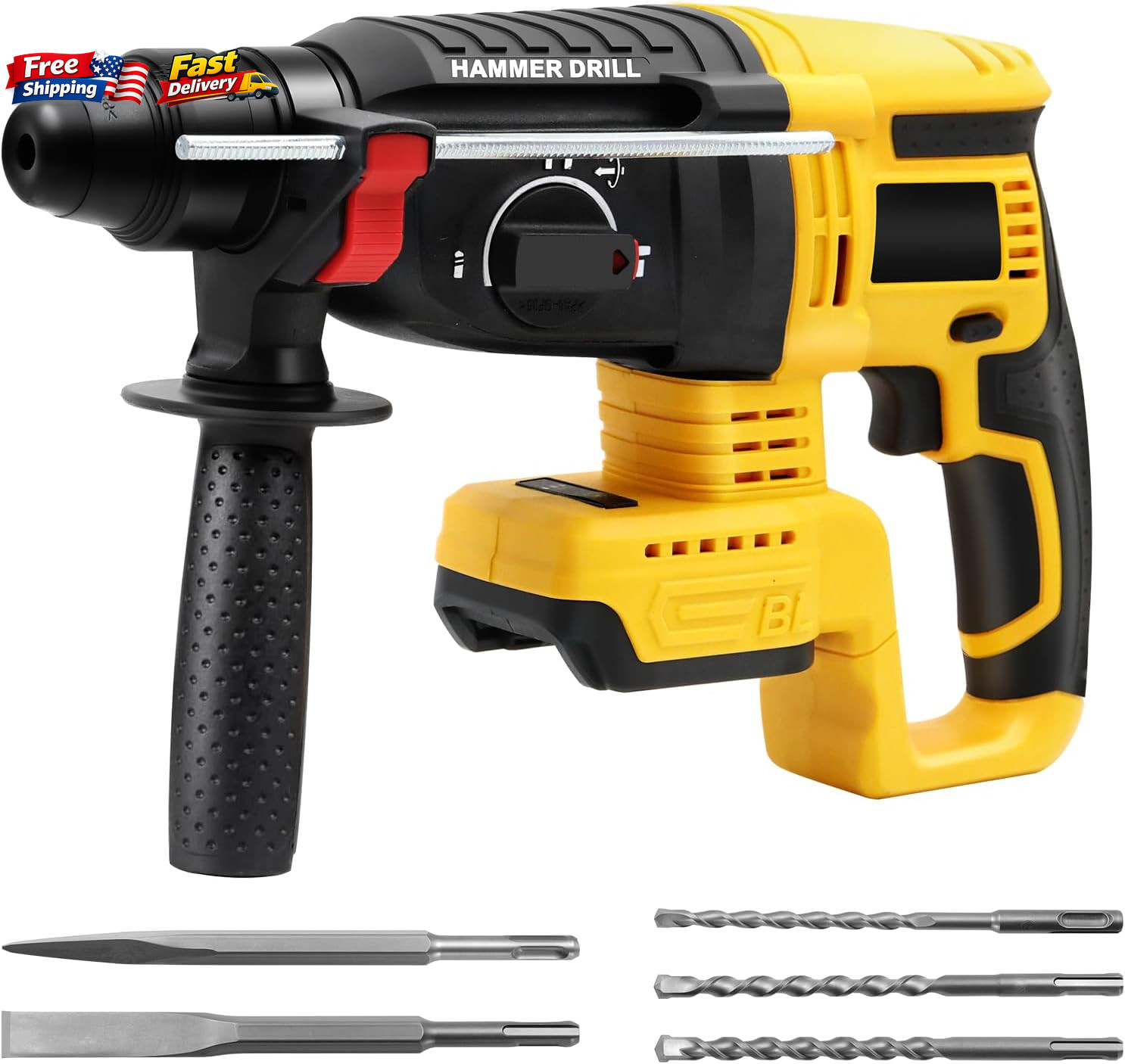Cordless SDS Hammer Drill for Dewalt 20V MAX Battery, Brushless Rotary Hammer Dr