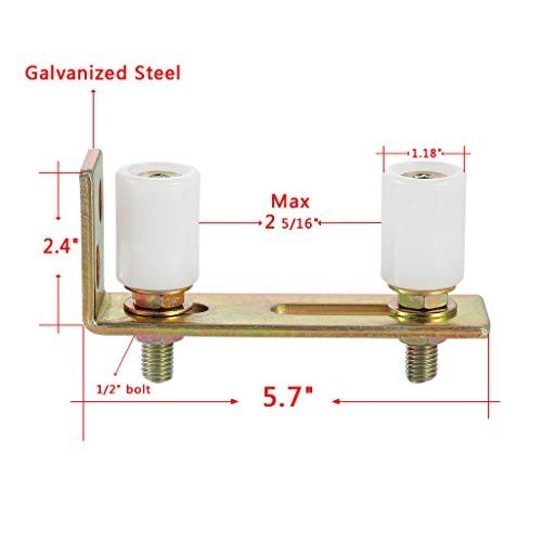 Adjustable Slide Gate Guide Roller Set with L Post Bracket, Dual Nylon Rollers,