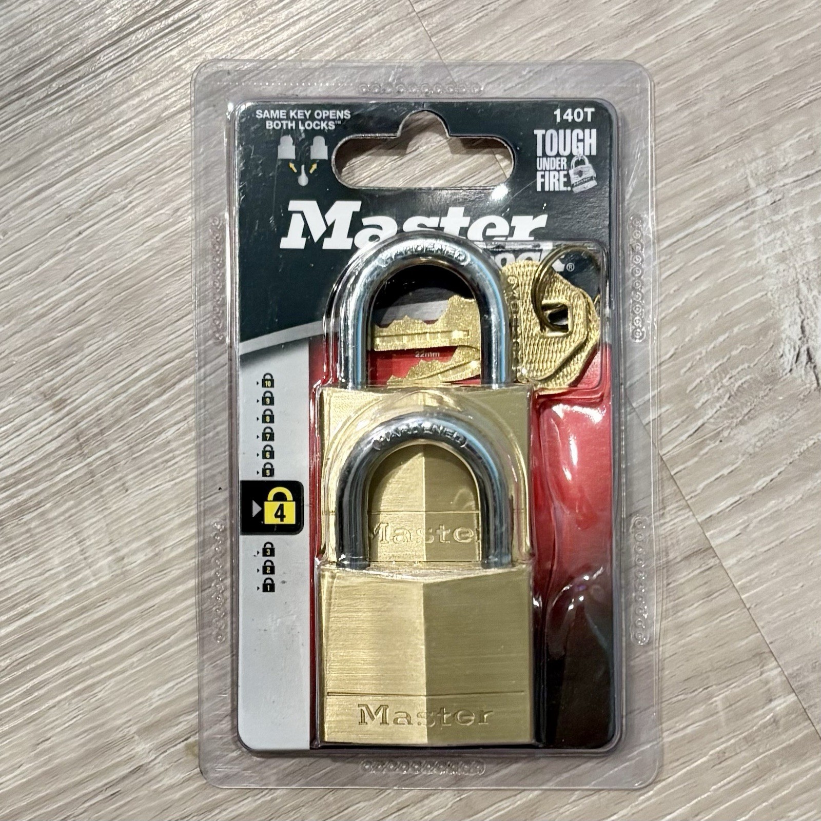 Master Lock 140T Tough Under Fire Keyed Padlocks Solid Brass 2 Pack Forged New