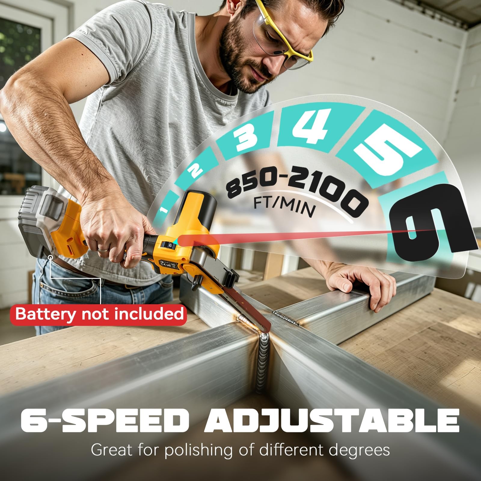 Cordless Belt Sander Compatible with Dewalt Battery Tool Only 100° adjustable...