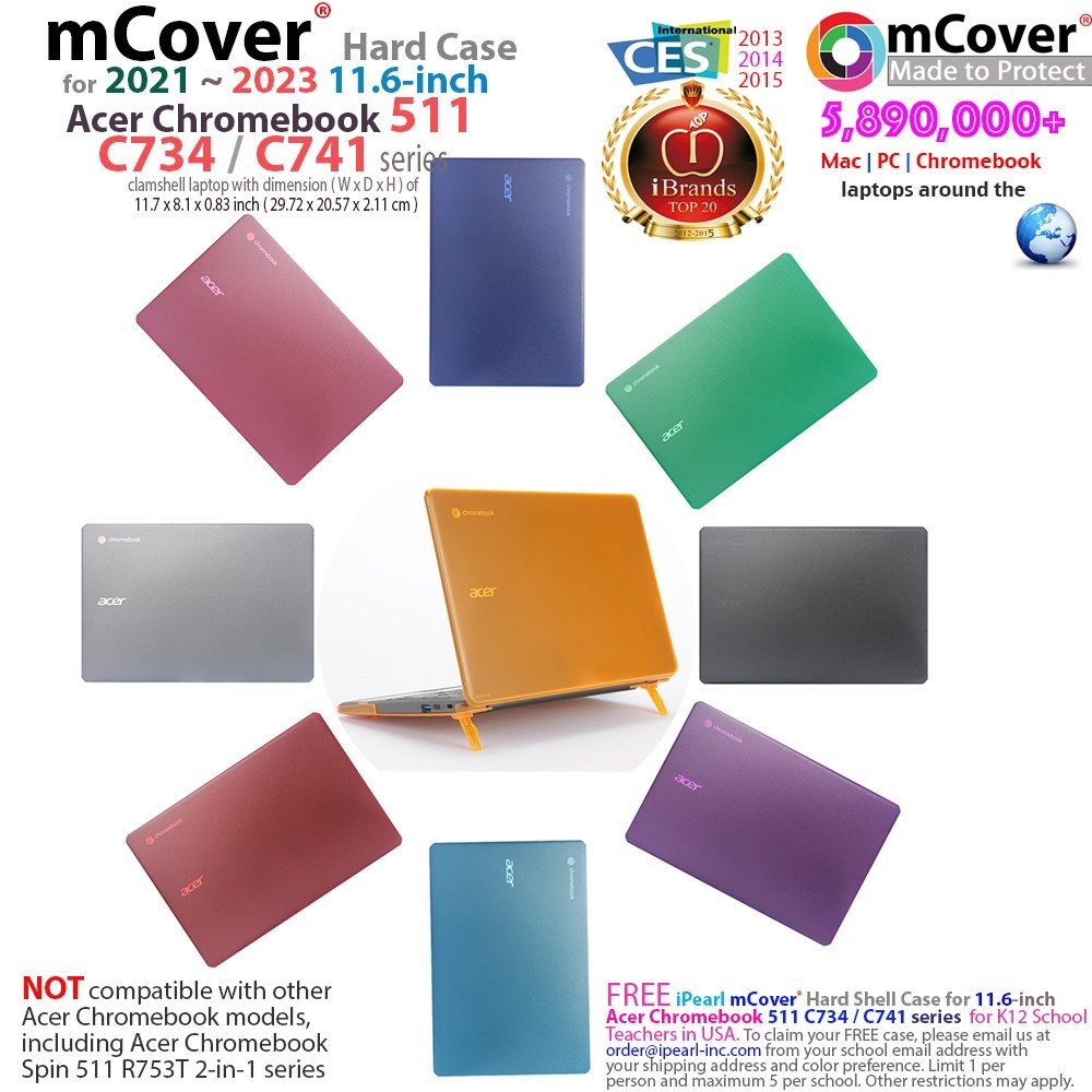 NEW mCover® Hard Case for 2021~2023 11.6" Acer Chromebook 511 C734 series Laptop