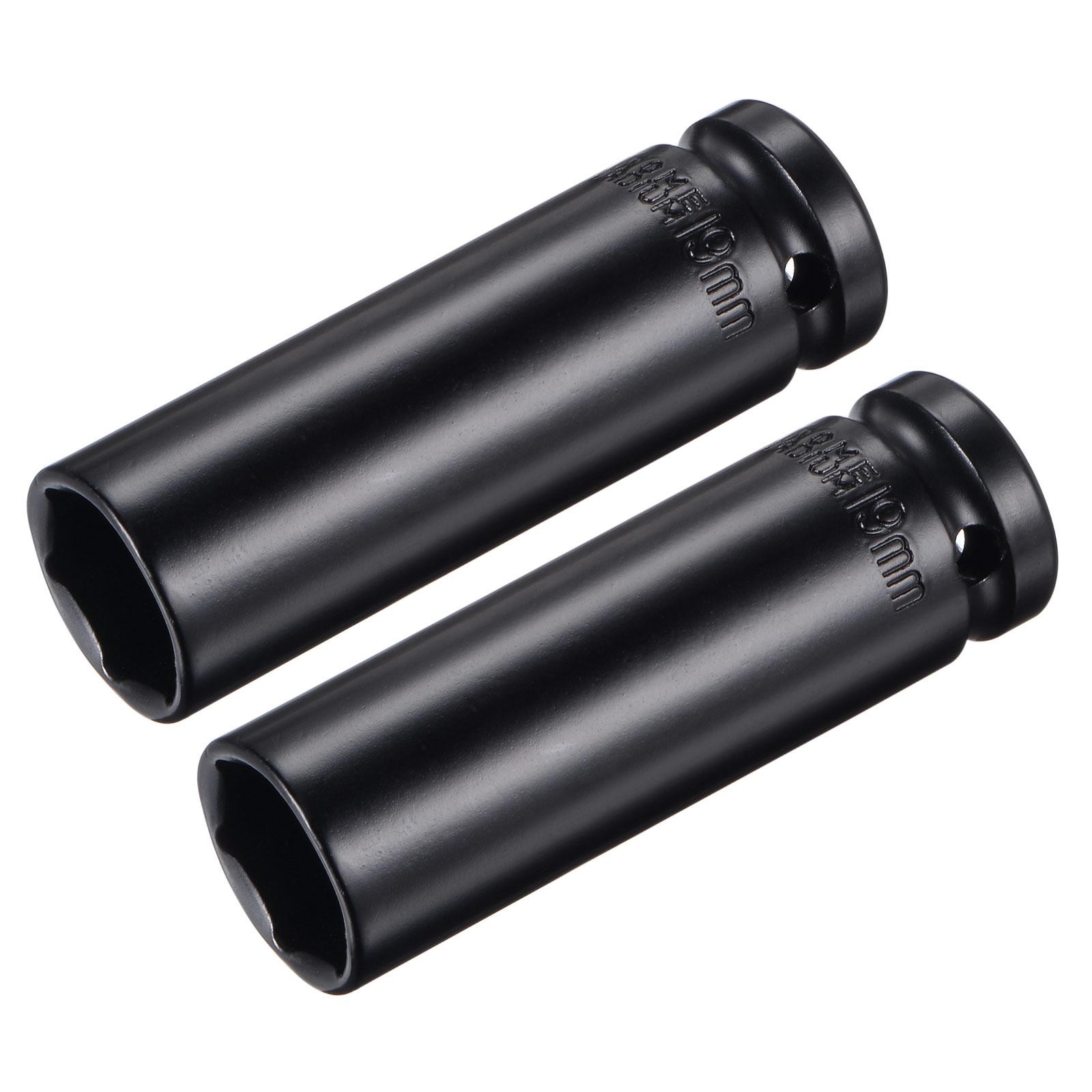 2pcs 1/2" Drive by 19mm Deep Impact Socket CR-V 3.15" Length 6-Point Metric
