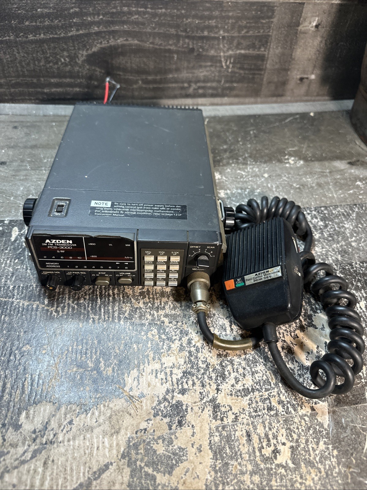 Vintage AZDEN PCS-3000 2m fm transceiver for ham radio PCM 369 Microphone